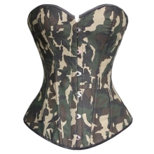 Camouflage Corset Sexy Body Shaping Shapewear Lace Up Bustier Top Waist Cincher Slimming Clothing Army Girl Tops Green Corset: M