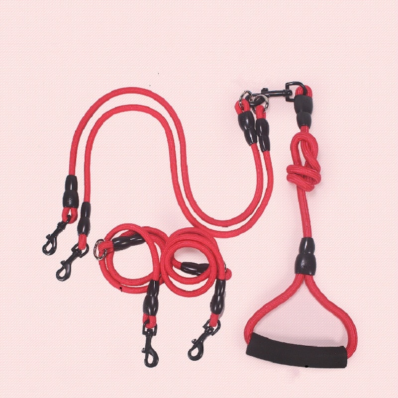 Nylon Two Three four dogs Leash Detachable Pet Lead Climbing foam handle 1 leash for 2 or 3 or 4 Dogs Small Dog traction rope