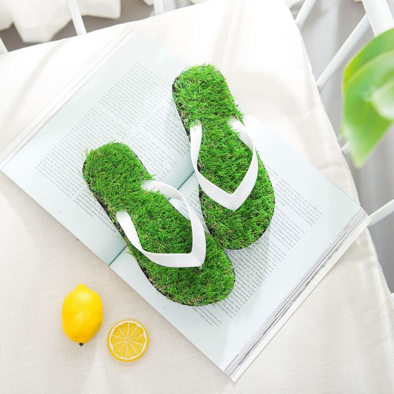 Tongs pour hommes femmes été Simulation personnalité herbe pantoufles Couple modèles en plein air plage chaussures hommes