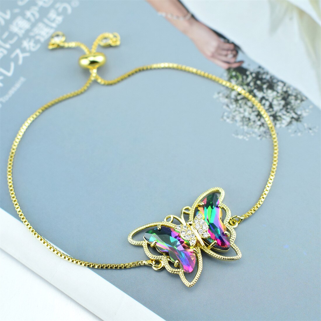 Butterfly Crystal Zircon Bracelet Hollow Butterfly Factory Direct Sales 18 Color Spot Bracelet: 14
