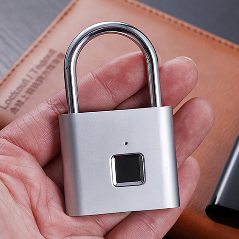 Candado de seguridad de aleación de Zinc de color negro sin llave USB recargable para puerta con candado huella digital inteligente impermeable de desbloqueo rápido