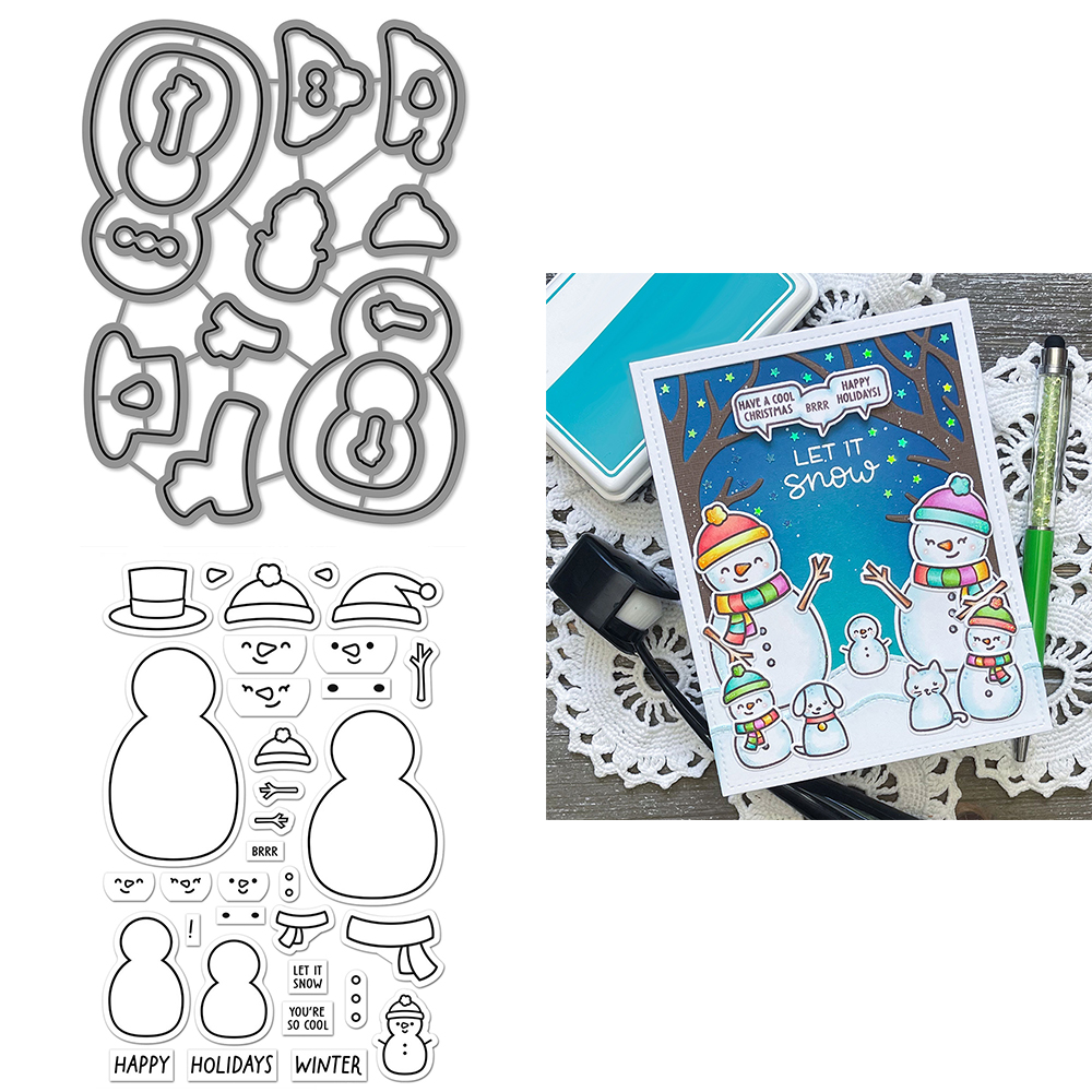 Figuras de muñeco de nieve, espantapájaros, marco de Diglogue, troqueles de corte de Metal, palabras, frases, sellos transparentes para álbum de recortes DIY, fabricación de tarjetas Greeing: M / Gris claro