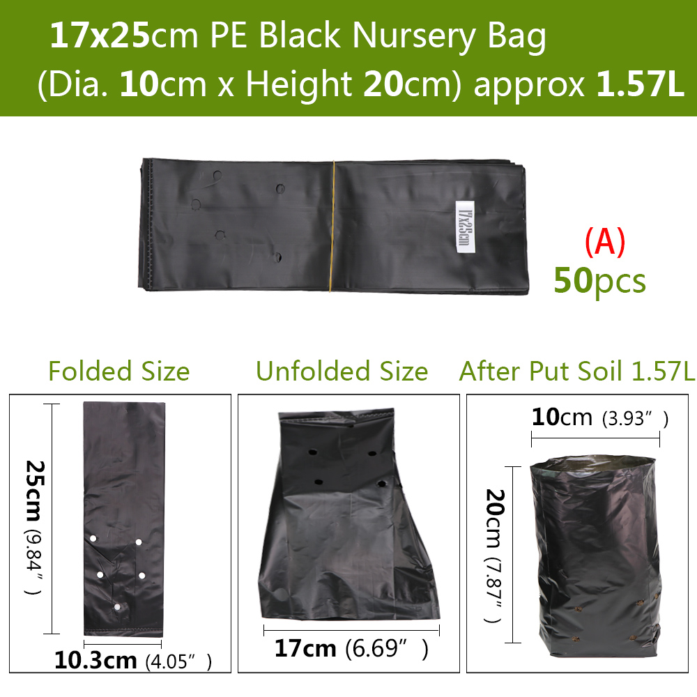 50PCSHDPE Black Grow Soil Bags Garden Agricultural Cultivation Pockets Seedling Breathable Permeable Anti-UV Pouch: A