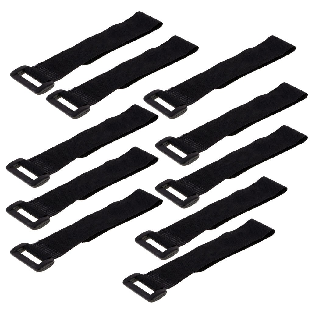10x Reusable Nylon Strap Cable Tie Wire Rope with Buckle Black