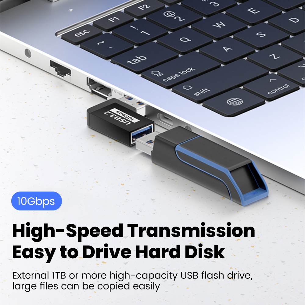Adaptador de extensión de ángulo recto USB 3,2 macho a hembra de 90 grados, adaptador de codo hacia arriba USB de 10Gbps para conversión de conector de PC portátil