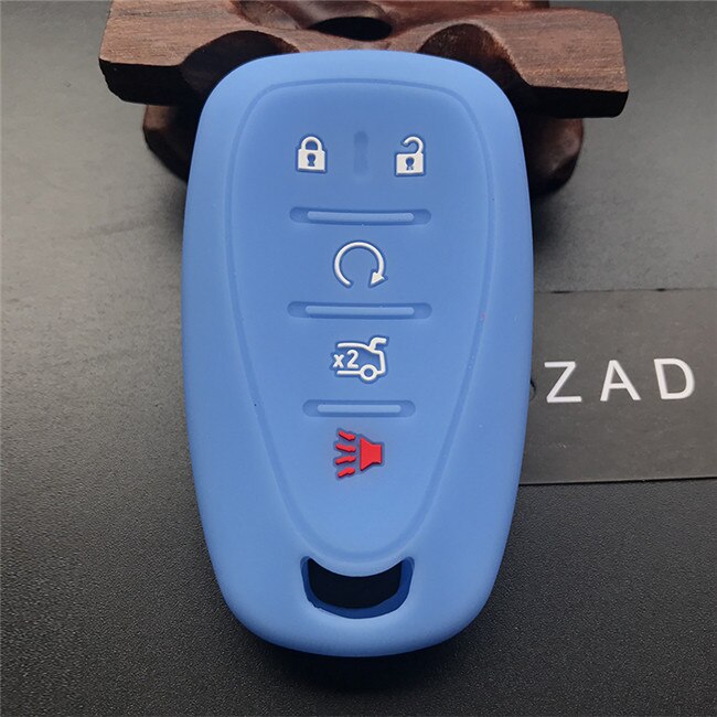 ZAD Silicone Car Key Cover Case For Chevrolet Cruze Malibu XL Camaro 5 button Smart Remote Key Case Jacket FOB: light blue