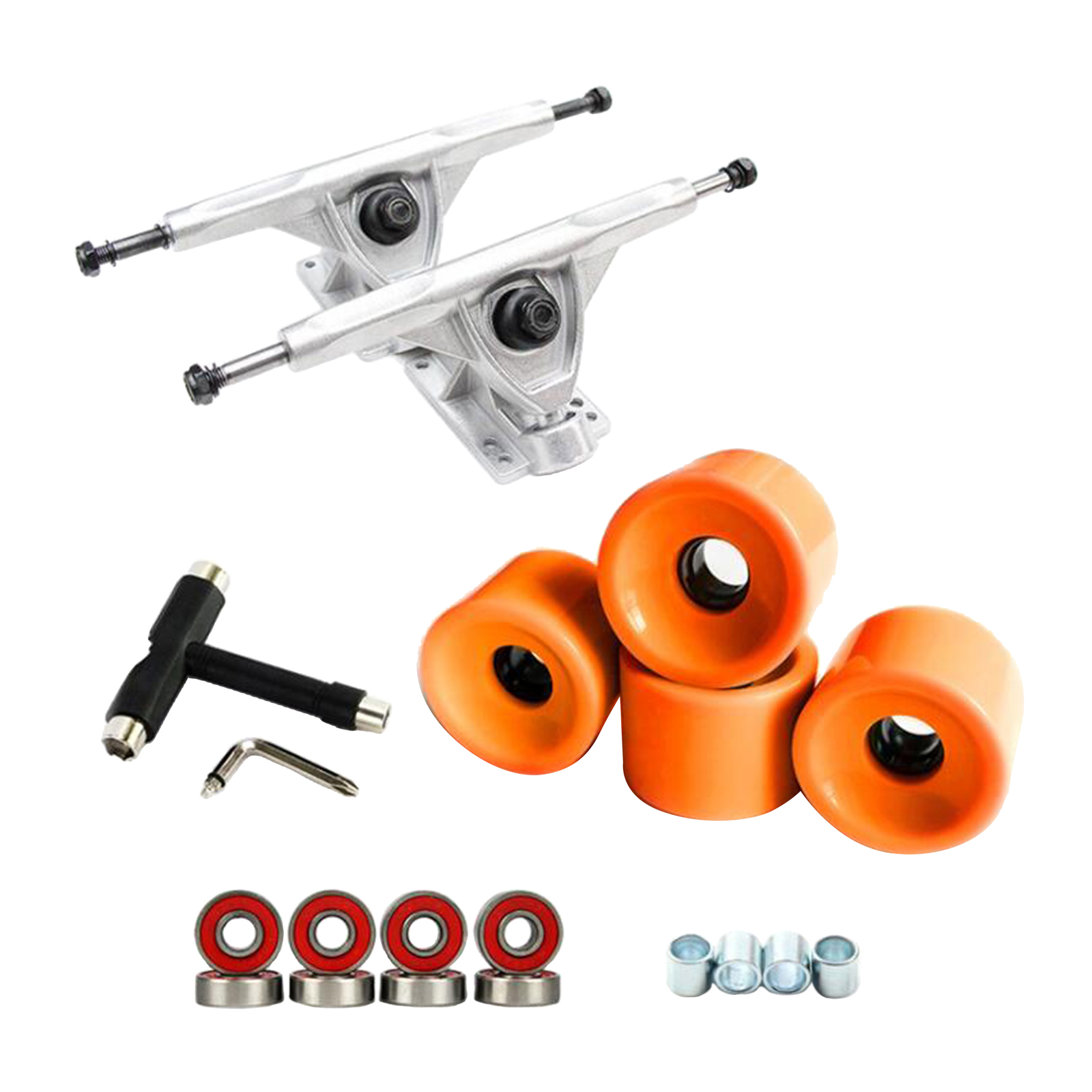 Solide Skateboard Lkw Rad Reparatur Multi-tools Installieren Montage Lager Skateboard Longboard Räder Roller Reparatur Werkzeuge: Silver Orange