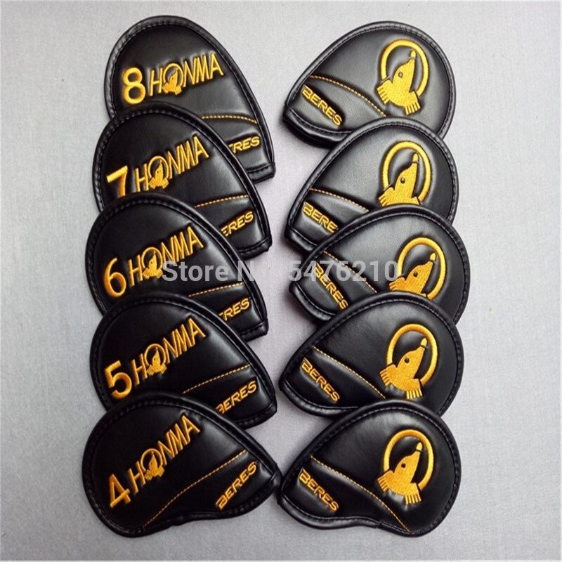 10 teile/satz Honma Golf eisen Verein headcover einstellen gehobenen PU Witz hdouble-seitige stickerei Golf stangen abdeckung 4- 11 AW SW