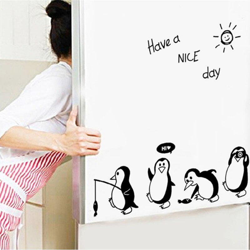 Cartoon Muurstickers Voor Kinderen Kamers Hebben Een Mooie Dag Pinguïn Stickers Op De Muur Koelkast Home Decor Muurstickers