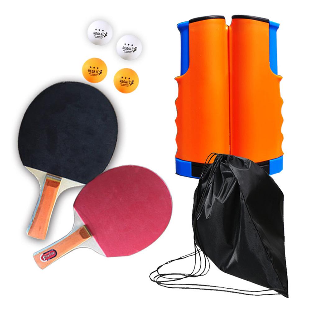 Red de malla portátil para tenis de mesa, juego de raquetas de Ping Pong telescópicas de 72 pulgadas, con 1 par de palas de tenis de mesa, Kit de 4 Uds.: Orange
