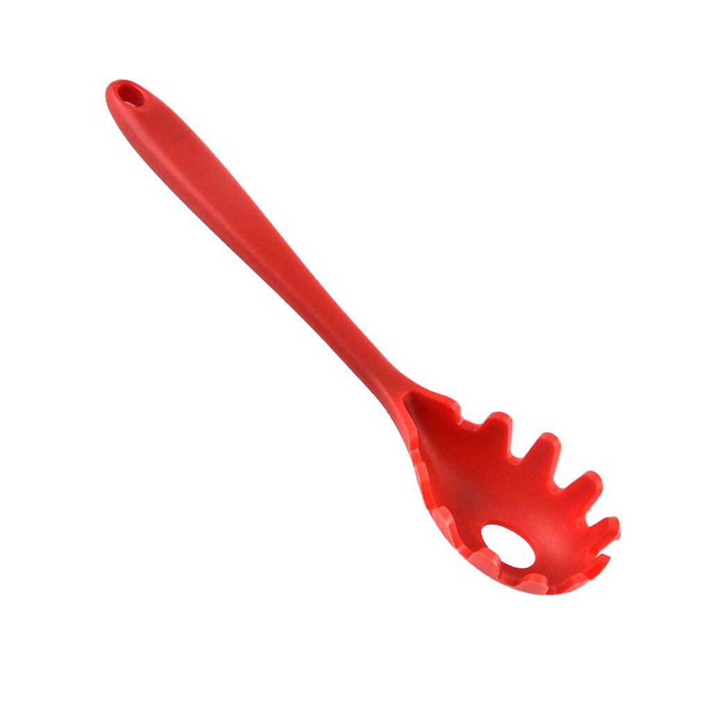 Cuchara de silicona para Pasta, cuchara para Fideos, cuchara para colar Pasta, cuchara con ranura para espagueti, accesorio de cocina respetuoso con el medio ambiente: Red 1