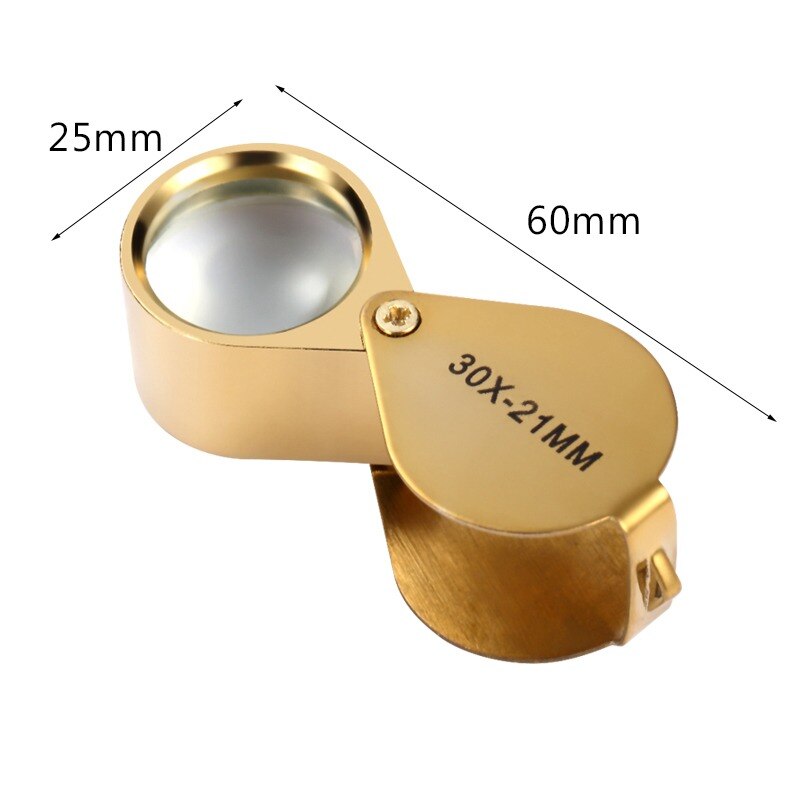 Folde smykker lup bærbar forstørrelsesglas lommestørrelse dejlige smykker lup briller 30x forstørrelse metal: Default Title