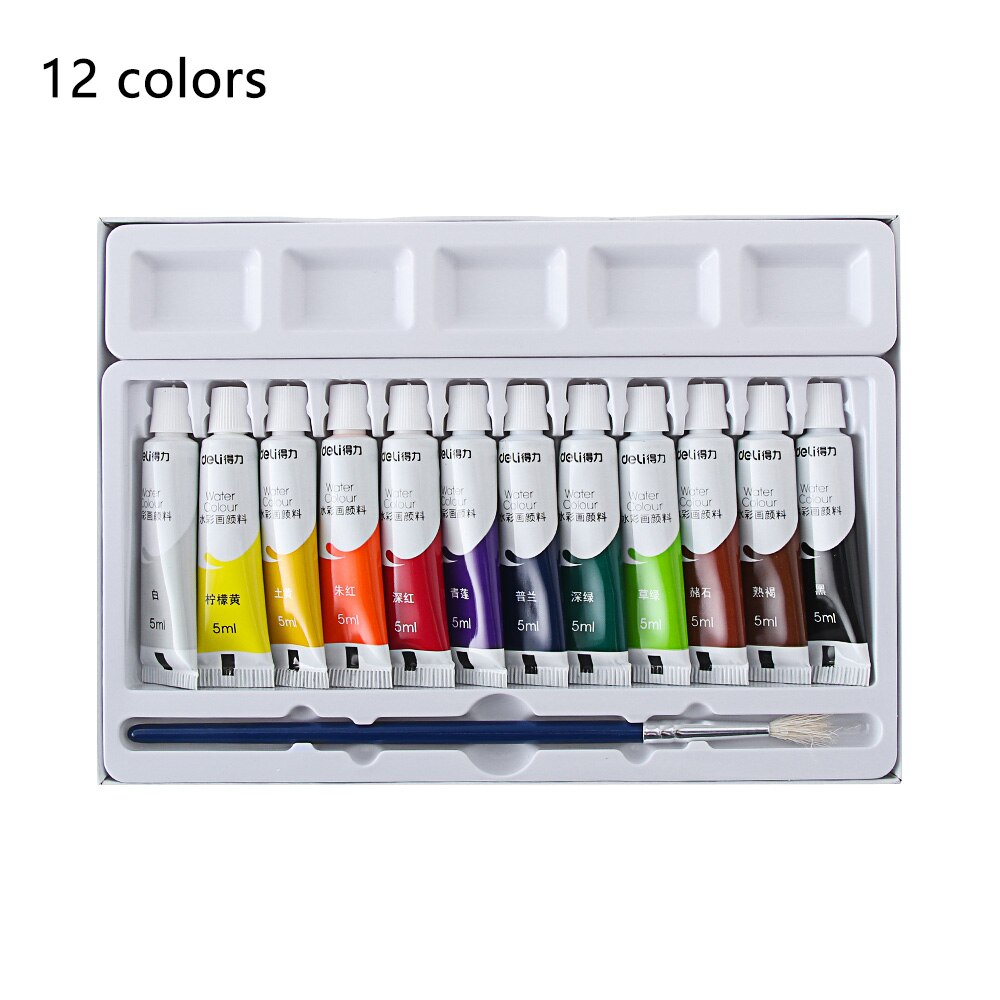 5ml 12/18/24 farger vannfarge maling sett lim akvarell maling tube sett for pensel skole kunst forsyninger: 12 farger