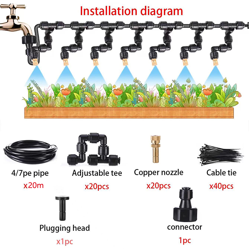 5-20m Garten bewässerungs System Nebel düsen Bewässerungs einstellen Automatisches Sprühnebel-Bewässerungs System mit pe Schlauch anschluss: Armee Grün