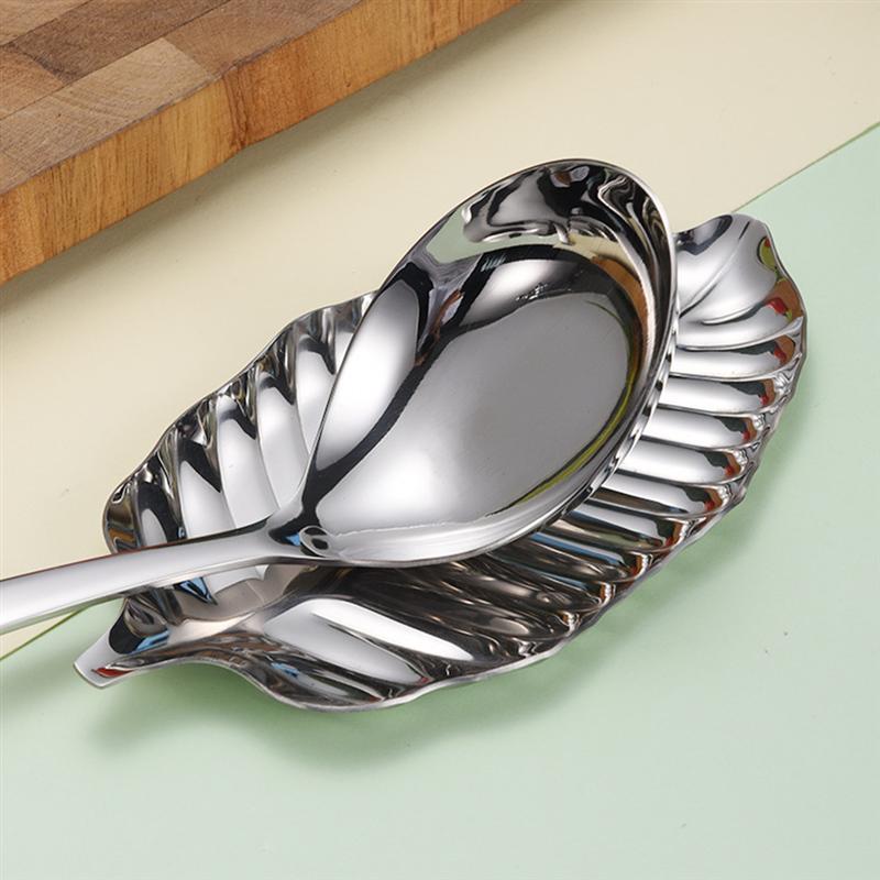 2 Pcs Stainless Steel Soup Ladle Tray Kitchenware Storage Plate Spoon Holder Kitchen Storage Tray Tableware