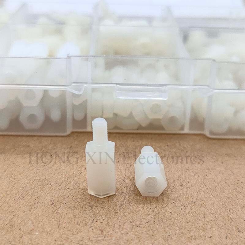 200 Stks/set M3 Wit Hex Nylon Standoff Spacer Kolom Nylon Plastic Afstand Schroeven Moeren