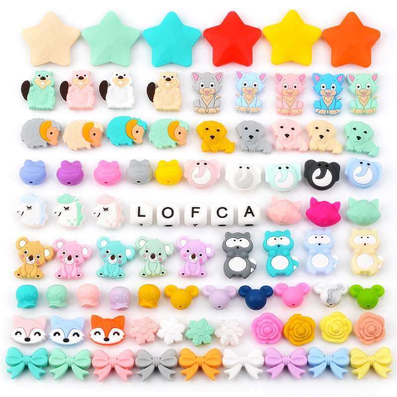 LOFCA 10 stks Leuke Cartoon Blad Siliconen Kralen Food Grade Siliconen Gebruikt in sieraden maken Ketting Sieraden Armbanden accessoires