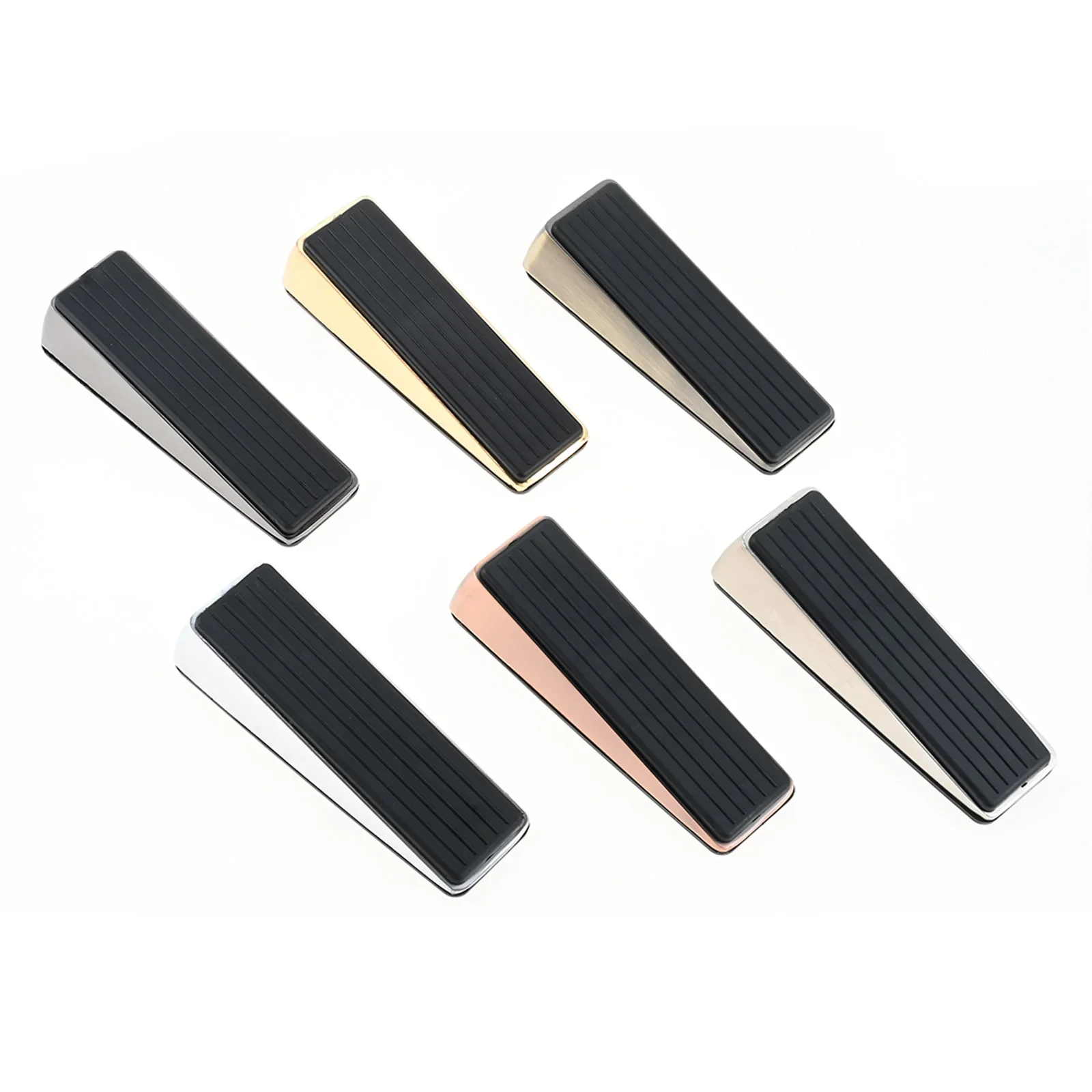 1Pc Wedge Shaped Door Stopper Zinc Alloy Rubber Punch-free Door Buffers Kids Safe Floor Gate Door Stop for Home Office Hospital