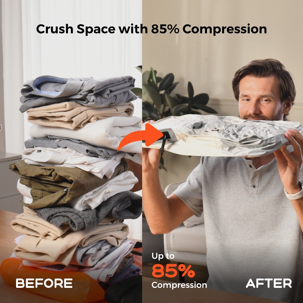 VOLLYC EZYPACK & EZYBAG - 25L Vacuum Storage Bag, 85% Compression, IPX7 Waterproof Nylon for Suitcase, Backpack, Camping, Travel