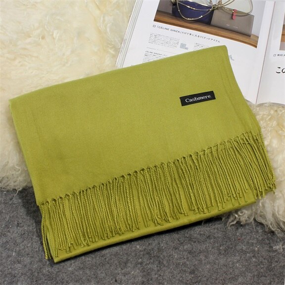 Hot Camelo Cachecol Pashmina Cachecol de Caxemira Envoltório Xaile Xaile do Inverno do Lenço das Mulheres Lenços de Borla Longo NB01 Cobertor Cachecol de Alta Qualidade: green