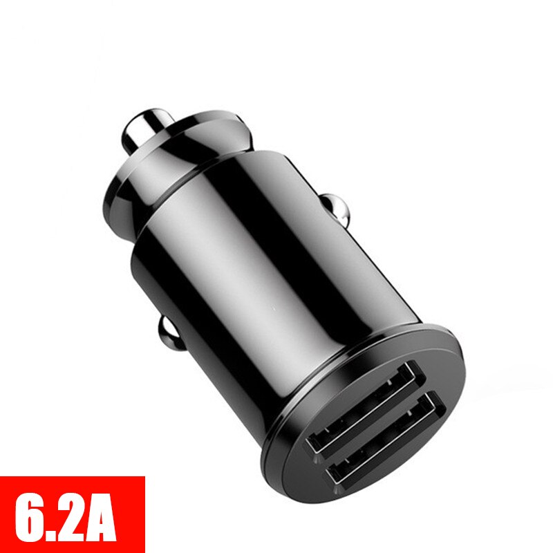 Mini 3,1 A/4,8 A/6,2 A USB Auto Ladegerät Dual USB praktisch-ladegerät Versteckte Auto USB Ladegerät tragbare Auto Ladung für iPhone X 11 Samsung: Schwarz 6.2A