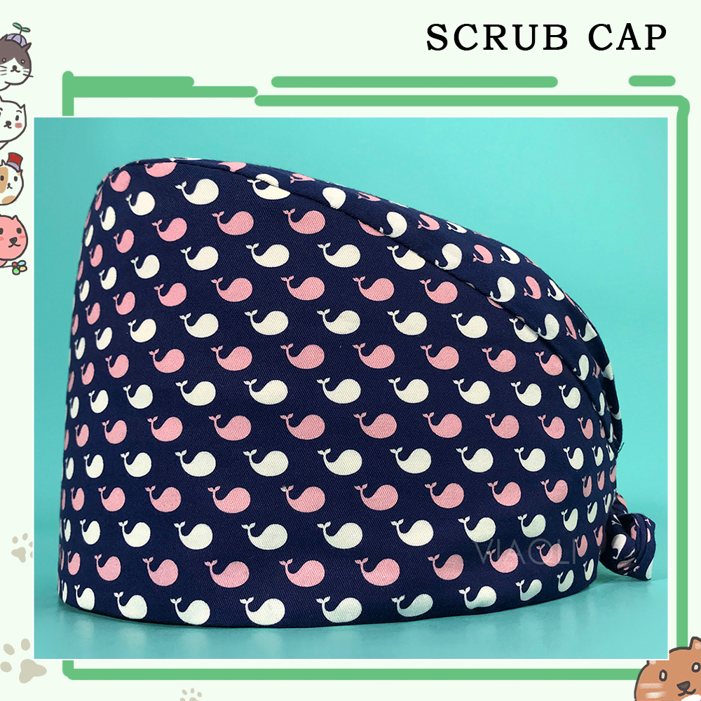Scrubs Caps Mode Nurse Cap Dier Bedrukt Verstelbare Chirurgische Hoed Ziekenhuis Accessoires Dierenwinkel Werkhoeden: Ivoor