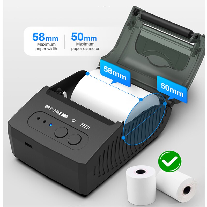 Draagbare Android Ios Bluetooth Bonprinter 58Mm Mini Pos Thermische Printer Met Lederen Riem Voor Zakelijke Esc/pos