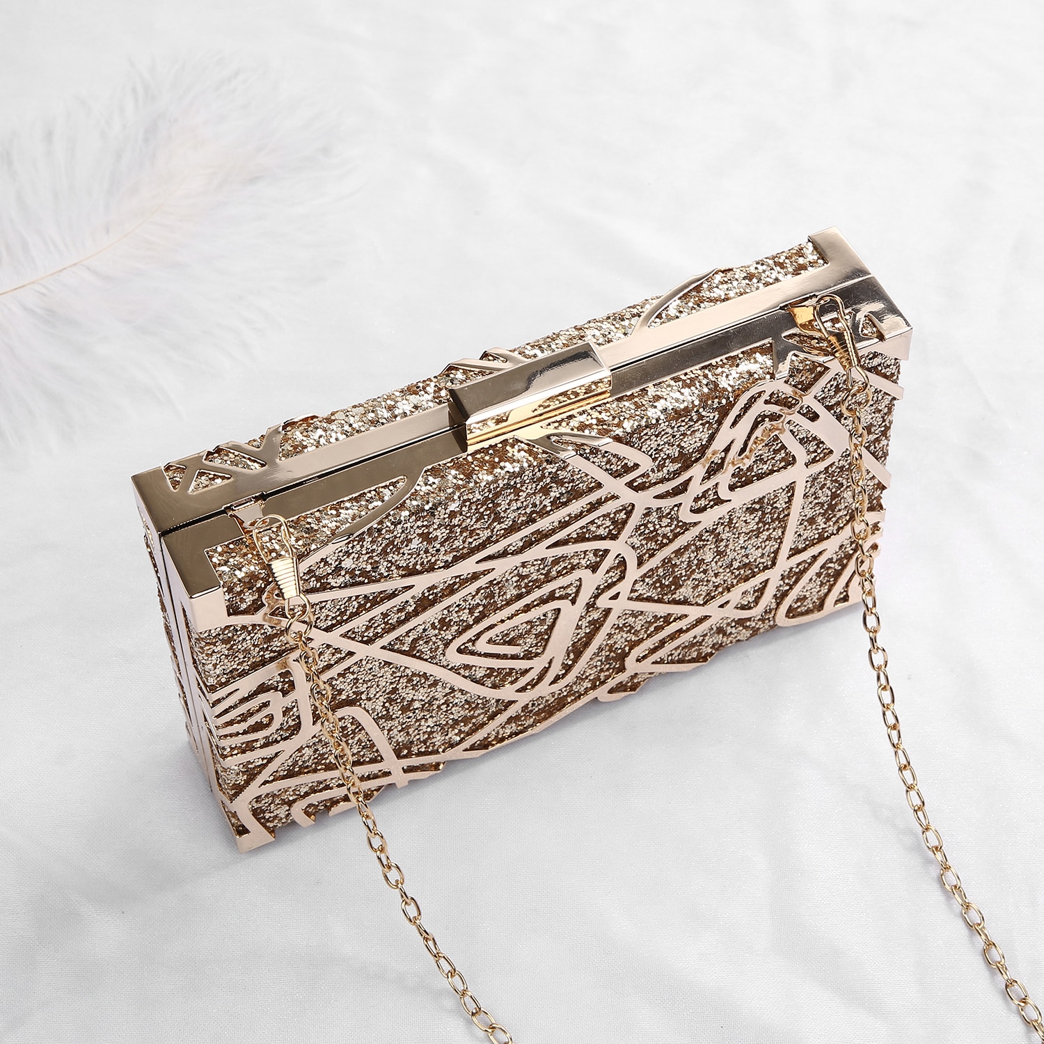 Metall geometrisk gull clutch vesker paljett clutch veske luksus veske dame vesker skulderveske  zd1349