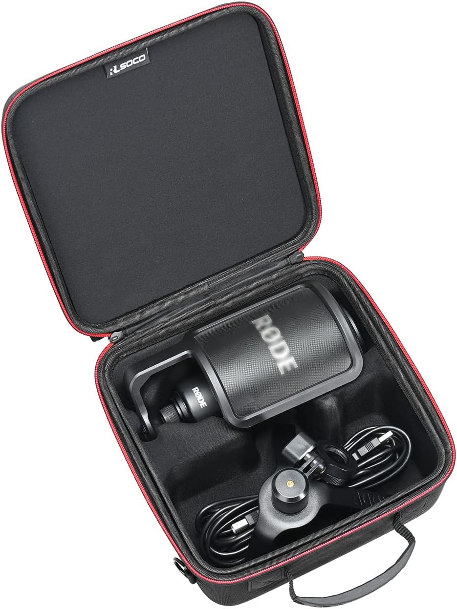 Carrying Case for Rode NT-USB/NT-USB+ Microphone, Waterproof Shockproof Storage Travel Case Bag Accessories for Rode Microphone: black