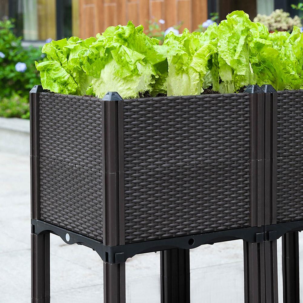 European Family Balcony Vegetable Pot Modern Planting Box Rectangle Family Balcony Plastic Flower Pot Raised Garden Bed
