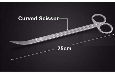 Aquatisch recht gebogen pincet schaar algenkrabber reiniger aquarium aquarium planten gereedschap schaar pincet reinigingsgereedschap houder: 25cm gebogen scharen