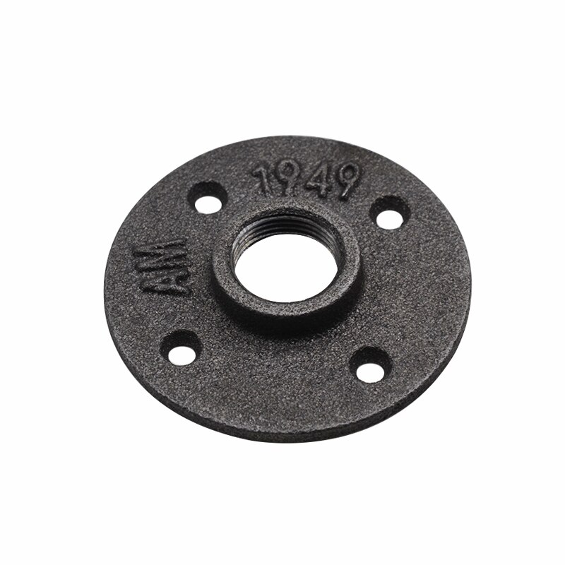 1pcs 1/2 "3/4" Black Decoratieve Gietijzer Vloer/Muur Flens Smeedbaar Gietijzer Buisleidingen Bsp Schroefdraad gat