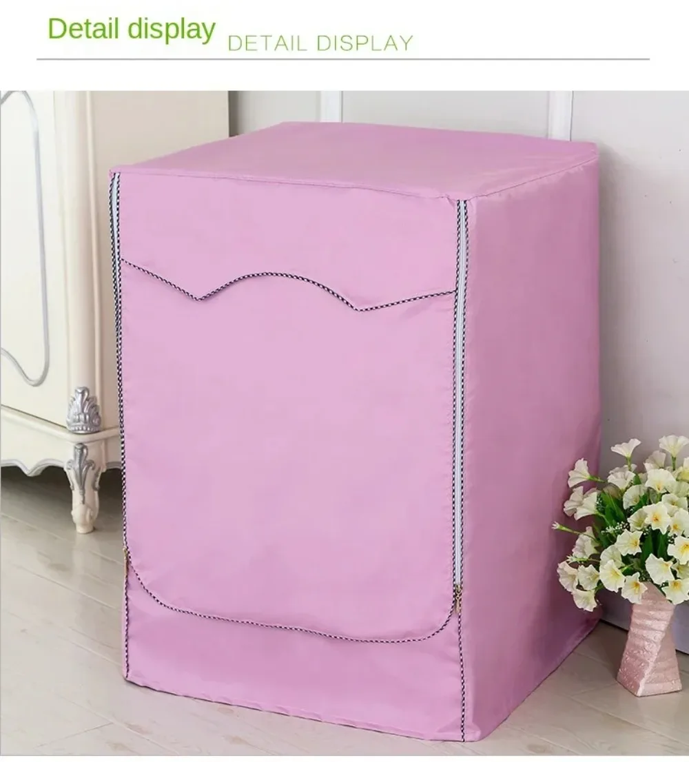 Washing Machine Cover Polyester Fibre Waterproof Front Load Laundry Dryer Cover Sunscreen Laundry Silver Coating Dustproof Cover