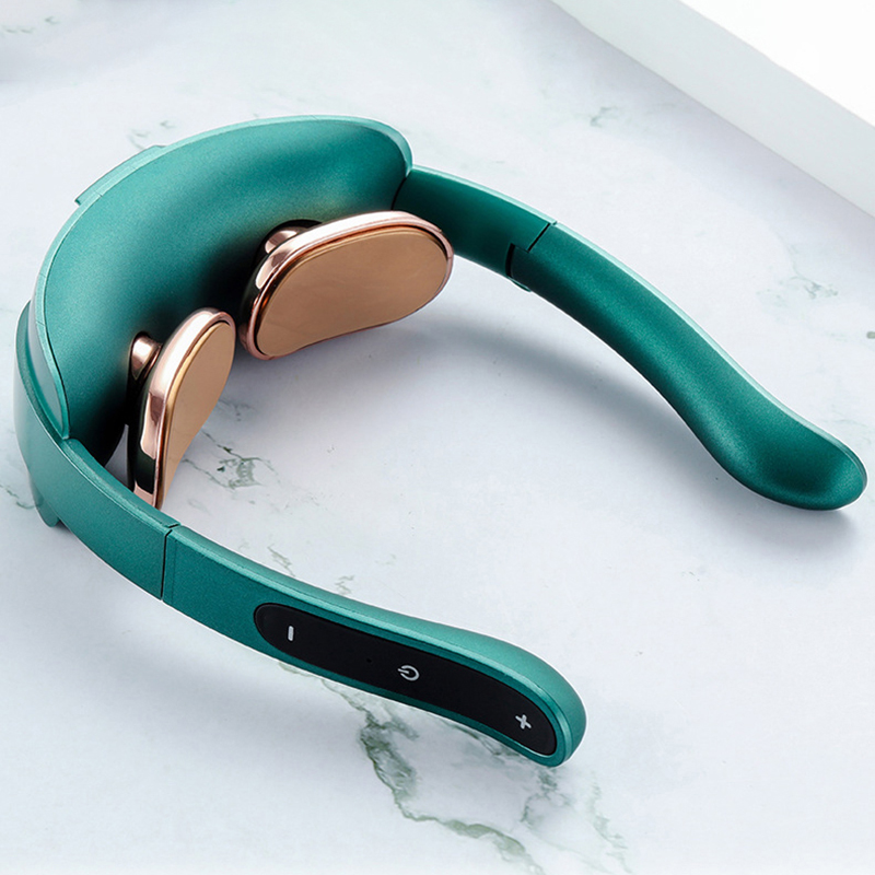 Portable Foldable Electric Shoulder Neck Massage Pain Relief Tool Health Care Relaxation Cervical Vertebra Physiotherapy Machine: Green