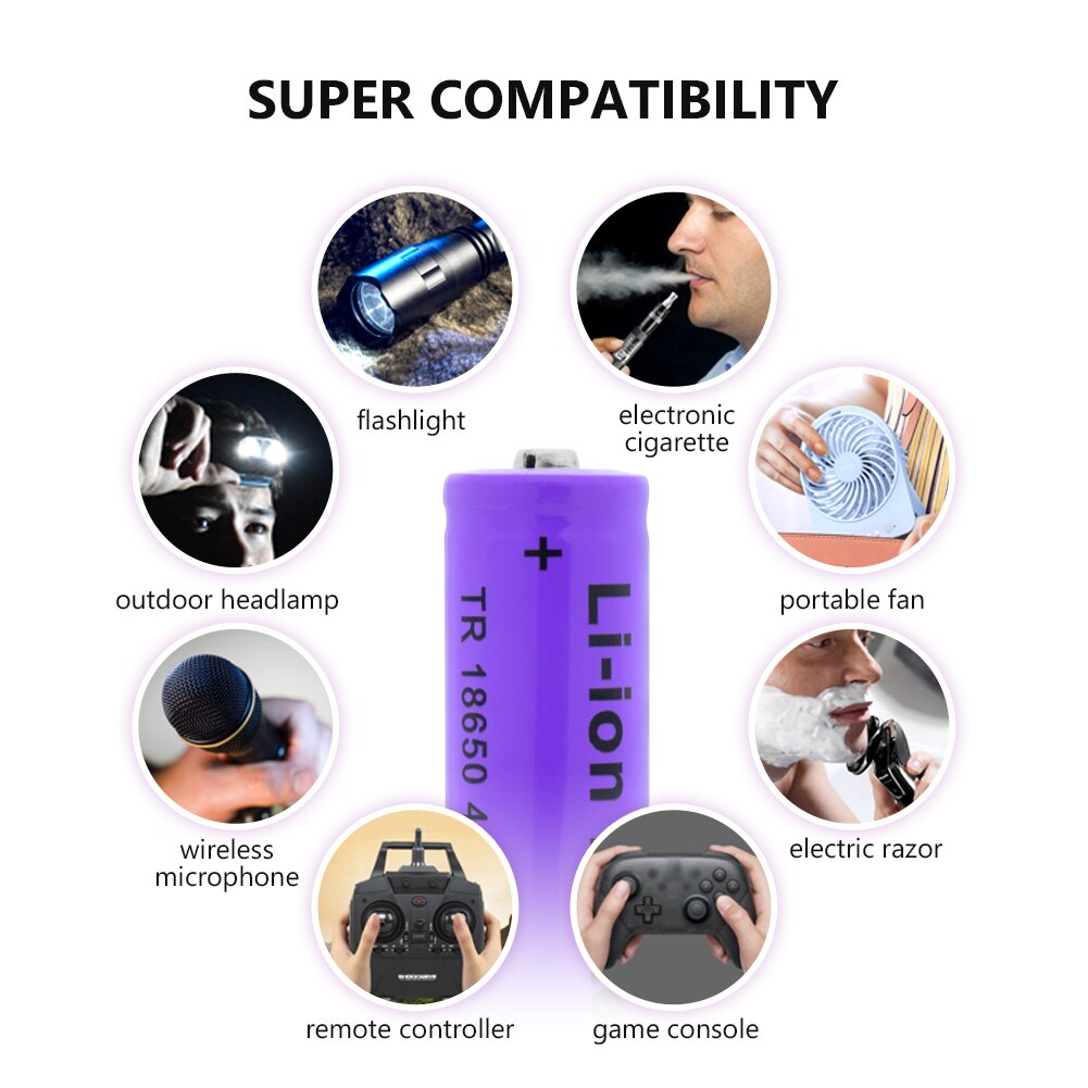 Rechargeable 18650 Battery 3.7V 4900mAh Li-Po Lithium Li-polymer Li-ion Replacement Batteries For LED Flashlight Torch