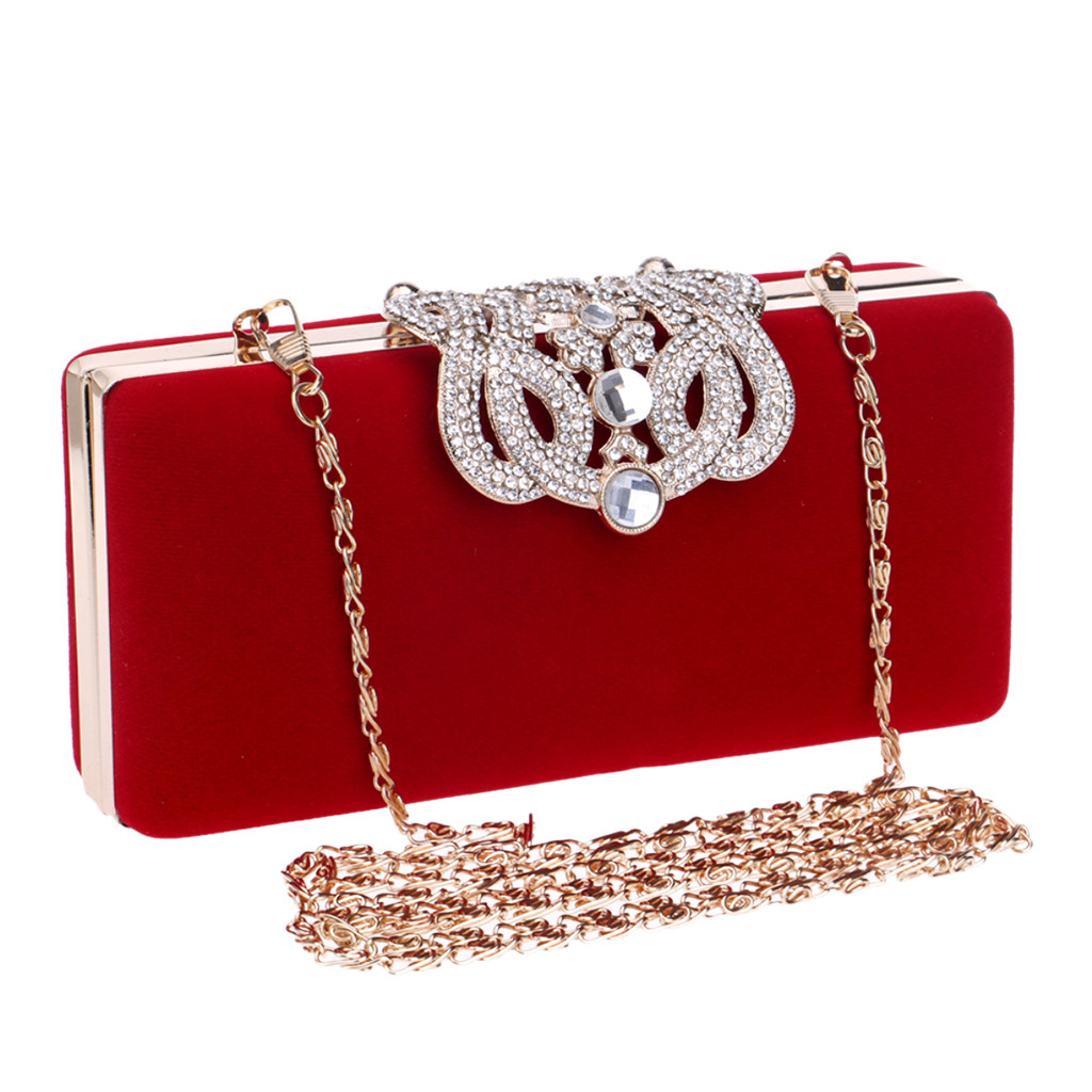 Kupplung Taschen Für Frauen Krone Strass Abend Taschen Schulter Tasche Für Hochzeit Diamanten Dame Geldbörse Kette Handtaschen Bolso Mujer Sack: Rot