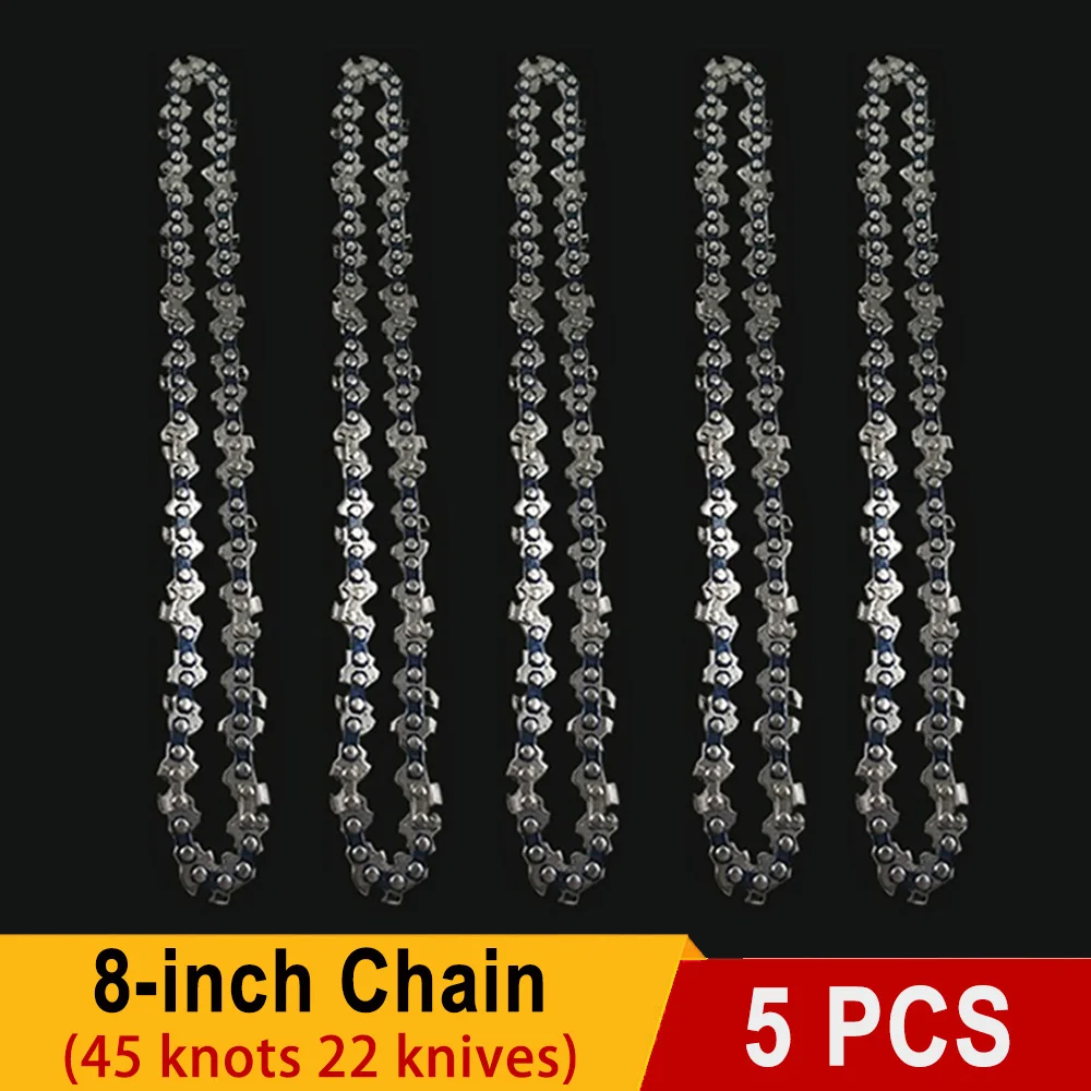 Sierra eléctrica de 8 pulgadas, 1/4 "P, 45 nudos, 22 cuchillos, cadenas de motosierra, hoja de sierra de registro, accesorios de cadena de sierra de cadena para podar, corte de madera: Azul / negro