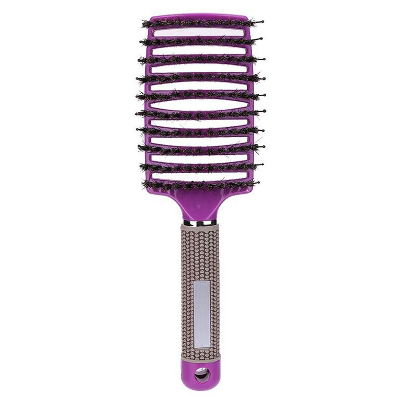 Femmes cheveux Massage peigne soies en Nylon brosse à cheveux humide bouclés démêler brosse à cheveux pour Salon de coiffure outils de coiffure brosse à cheveux: VIOLET