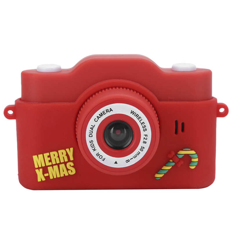 Christmas Child Camera Santa Claus 40mp Front Rear Dual Camera Kid Camera Small Video Recorder with MP3 Red