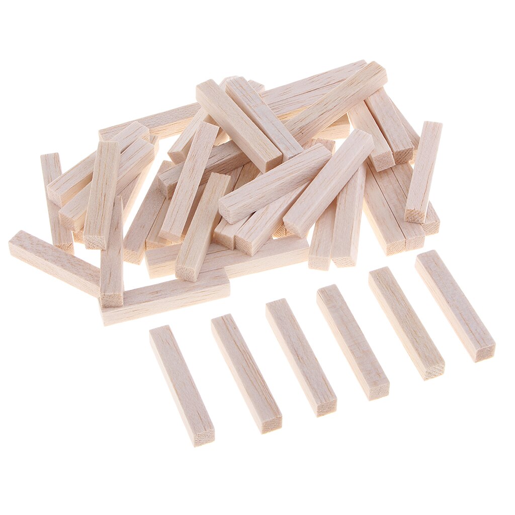 Bâton de Balsa carré inachevé, bloc de tige en bois pour enfants, fabrication d&#39;ornements artisanaux DIY 50/80/100/130/150mm: 50 Pieces 50mm 