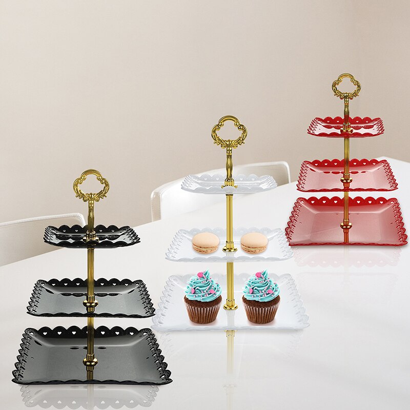 3 Tier Cake Stand Afternoon Tea Wedding Plates Party Tableware Bakeware Plastic Tray Display Rack Cake Decorating Tools