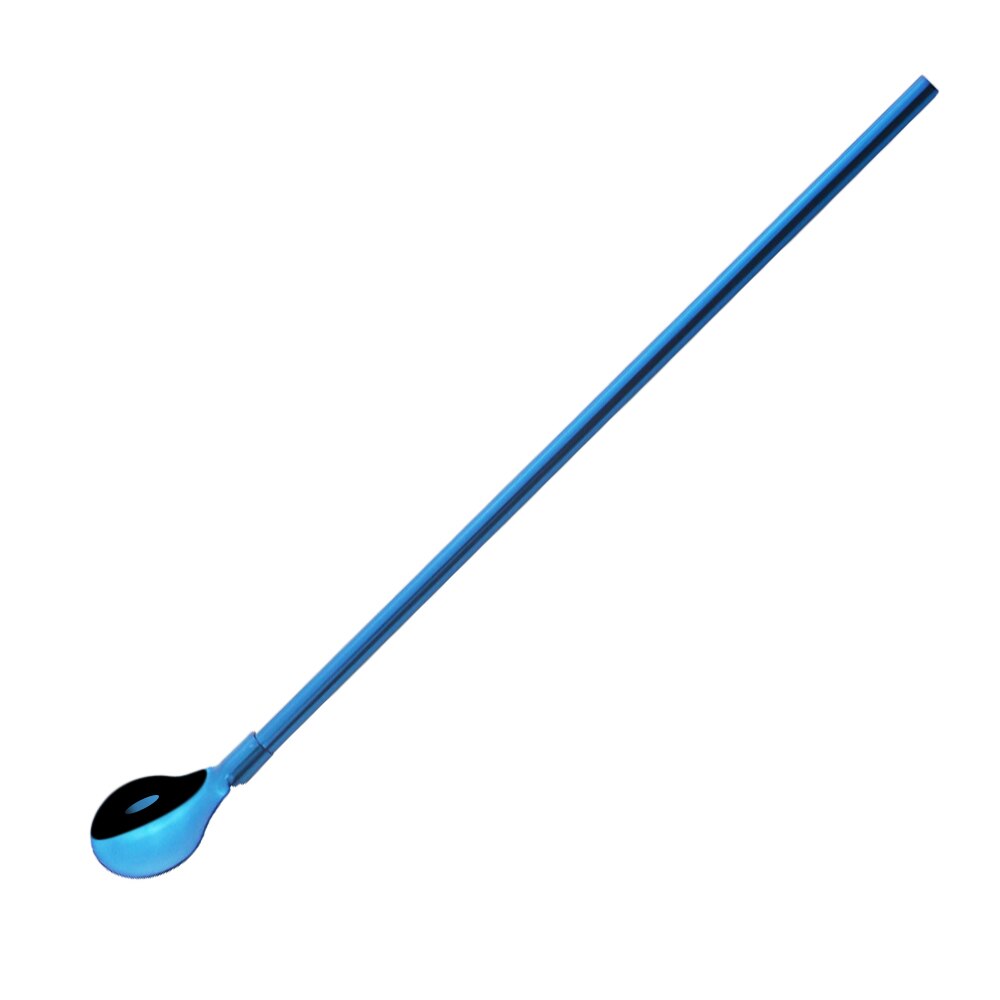 2Pcs Colorful Cocktail Stirring Spoon 18/10 Stainless Steel Metal Straws Reusable Drinking Straw Spoon Bar Coffee Stirring Tools: 2Pcs Blue