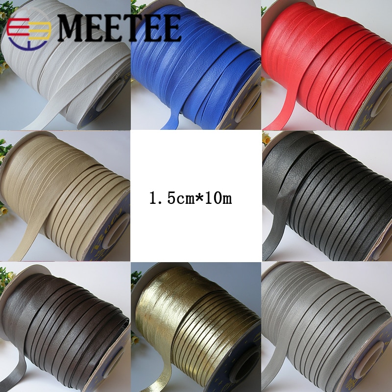 10 Meter Meetee 1.5cm PU Lederen Linten Touw Naaien Effen Kleur Lint DIY Verpakking Materiaal Naaibenodigdheden voor Kleding