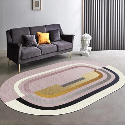 Moderne stue soveværelse sofabord stor størrelse geometrisk tæppe entré dørmåtte nordisk enkel krystal fløjl oval karpe: D3 / 40 x 60cm
