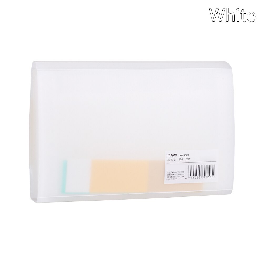 1pc 13 lommer  a6 dokumentpose vandtæt præsentationsmappe taske papirregningsklip opbevaring organpose ekspanderende mapper dokumentmappe: Hvid