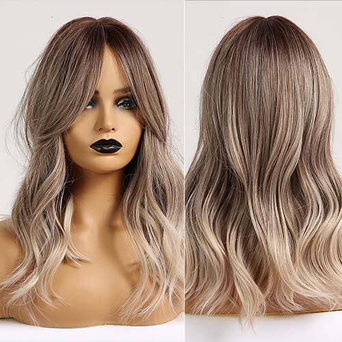 Element Synthetic Long Natural Wave Hair Ombre Gol... – Grandado