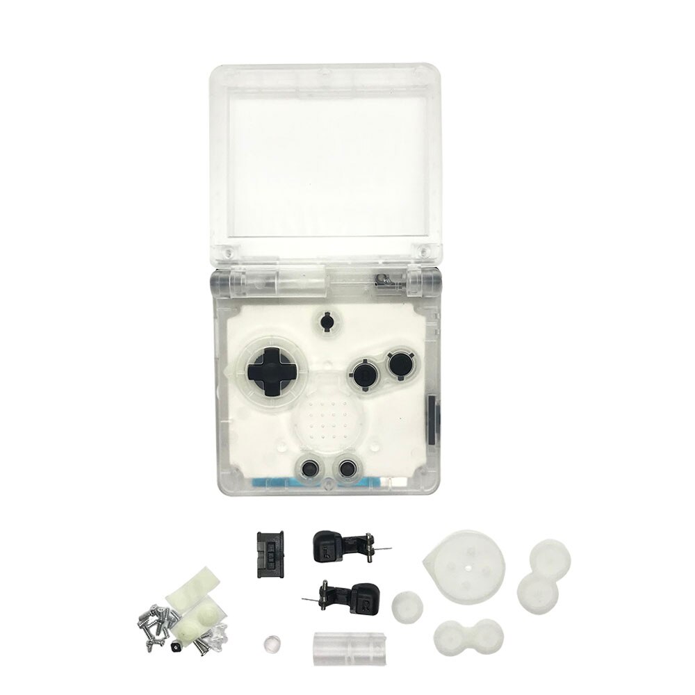 Clear Color Shell for GBA SP Shell For Gameboy Advance SP Console Shell Transparent Case With Buttons and Conductive pads: Clear