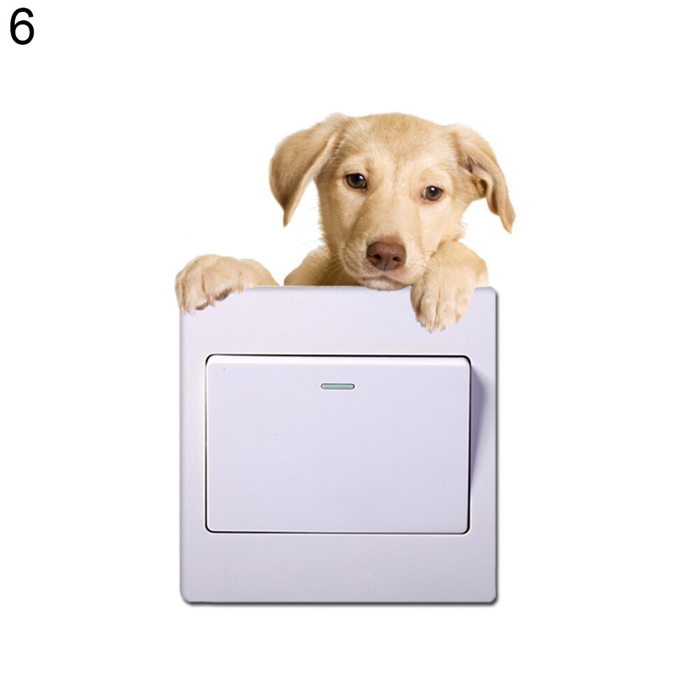 Very cute 3D Cat and Dog Switch stickers PVC Removable Wall Sticker Vinyl for Bedroom living room Home Decor Decals Socket paste: 6