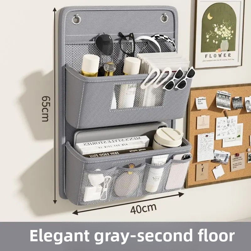 Hanging Storage Bag Closet Organizer for Dormitory And Home Miscellaneous Items Storage No Drilling Required Oxford Cloth Bag: WHITE