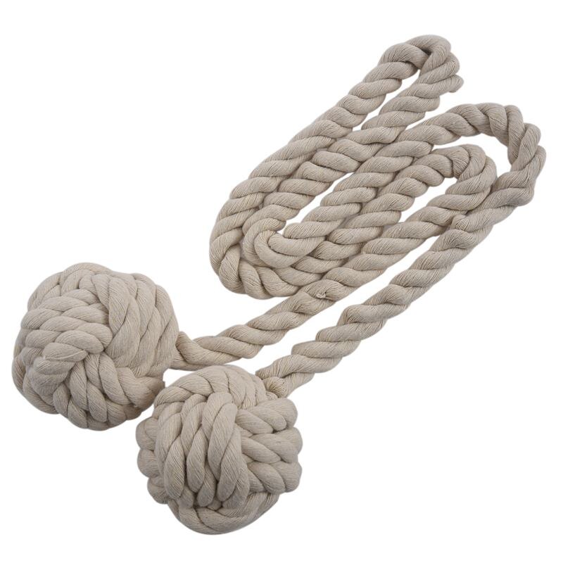 Fijne handgeknoopte gordijnklem gordijnkwastjes gordijnstrikken/kwastjes raam katoenen touwstrik bolvormige achterkant accessoires 132cm ( crèmekleurig